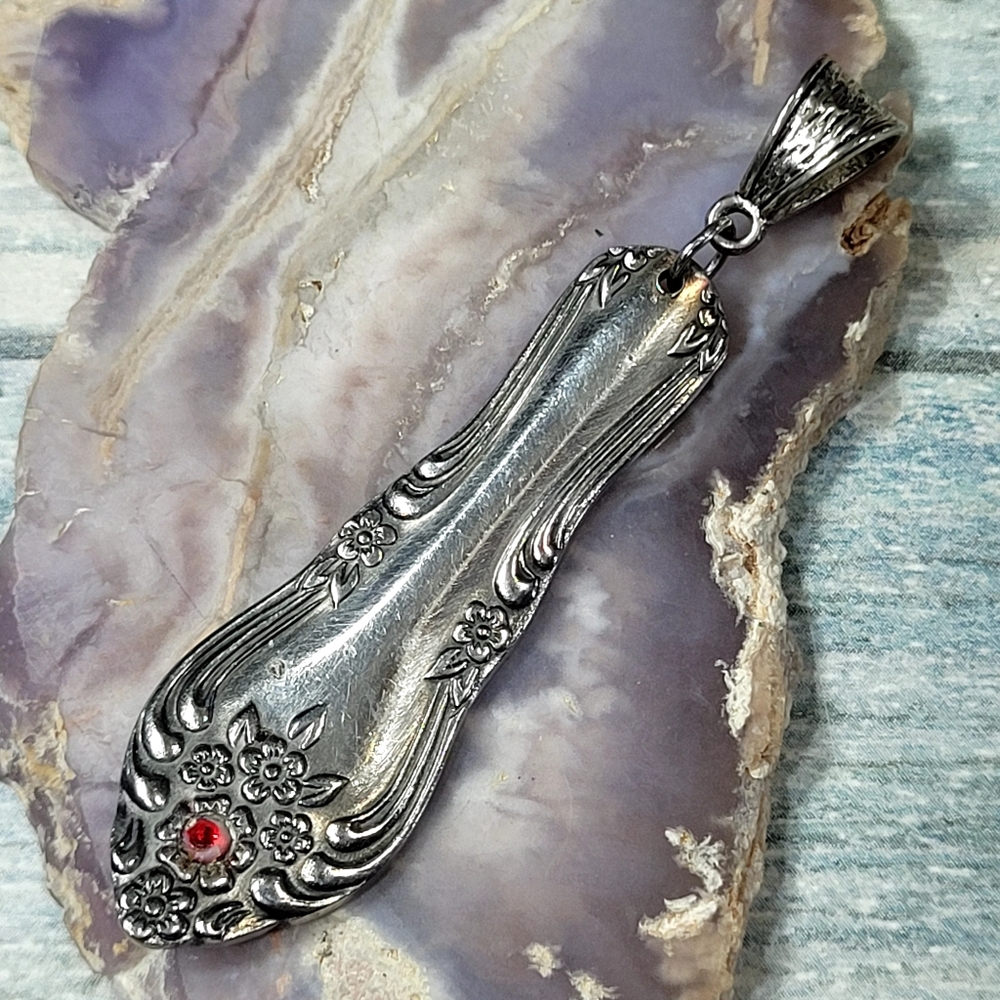 Elegant Silver Floral Spoon Pendant